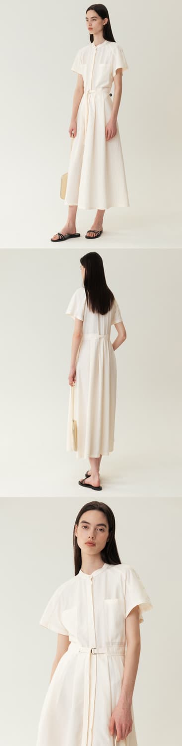 킨더살몬 벨티드 셔츠 드레스 belted dress cream 상품이미지2