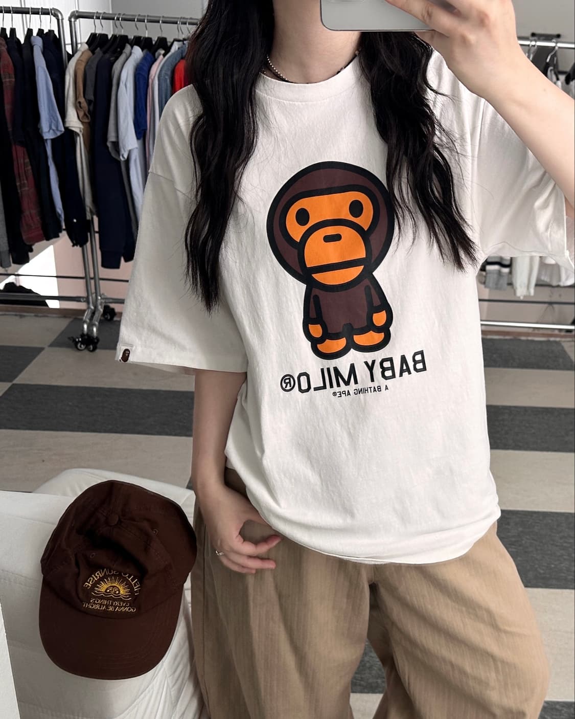 베이프 베이비 마일로 화이트 반팔 티셔츠  상품이미지1