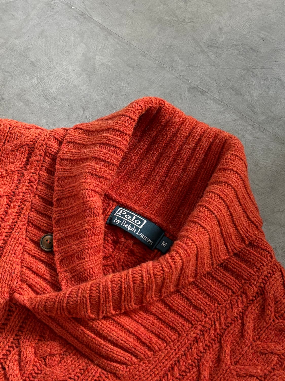 Polo 폴로 랄프로렌 오렌지 케이블 숄카라 니트 상품이미지4