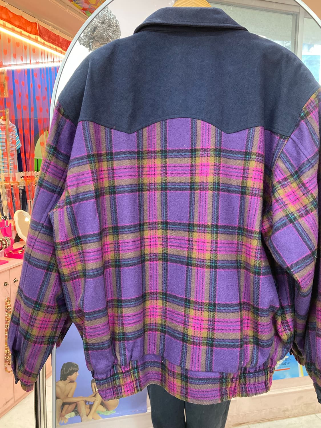 슬레진저 SLAZENGER 울 100% 퍼플 체크 자켓 상품이미지7