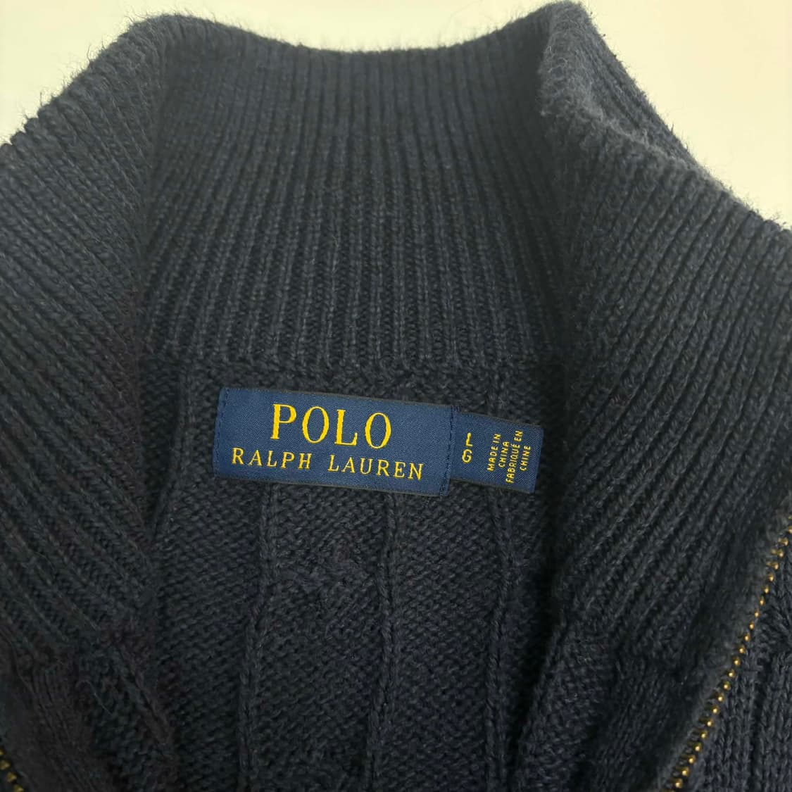 [L] 폴로 랄프로렌 케이블 블랙 하프집업 매장판 코튼 니트 스웨터 상품이미지3