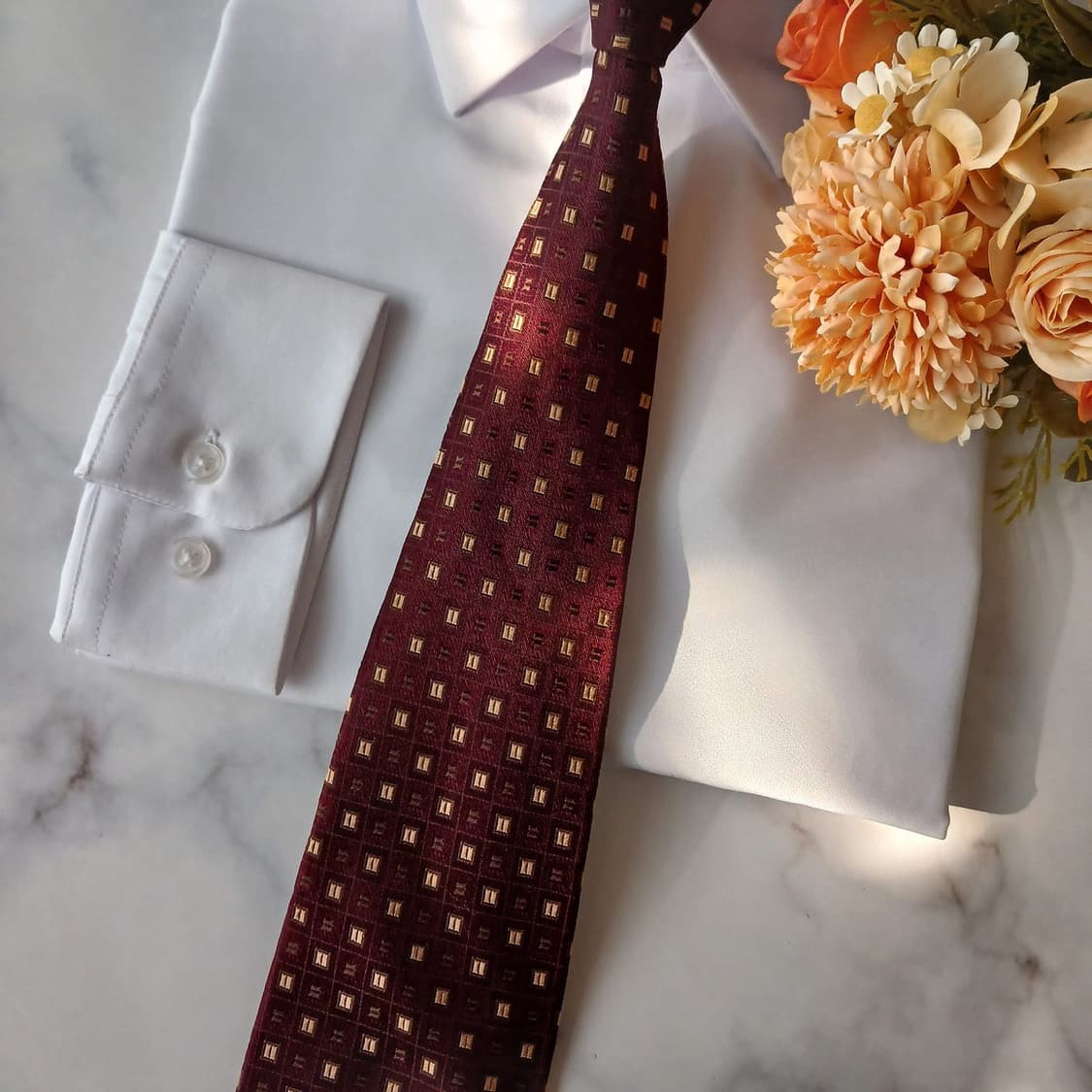 더반 실크 버건디 스퀘어 자카드 넥타이 9.2cm A+등급 A19112
 상품이미지5