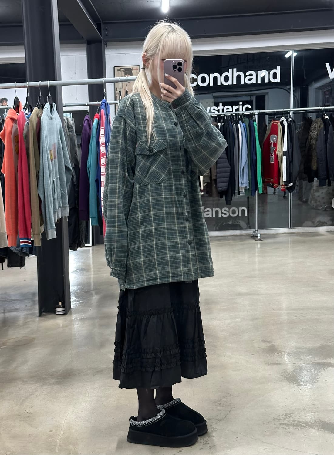 퀵실버 체크 누빔 오버핏 셔츠 상품이미지3