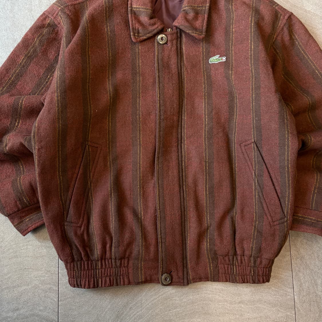 라코스테 정품 정품 버건디 울 블루종 자켓 상품이미지4