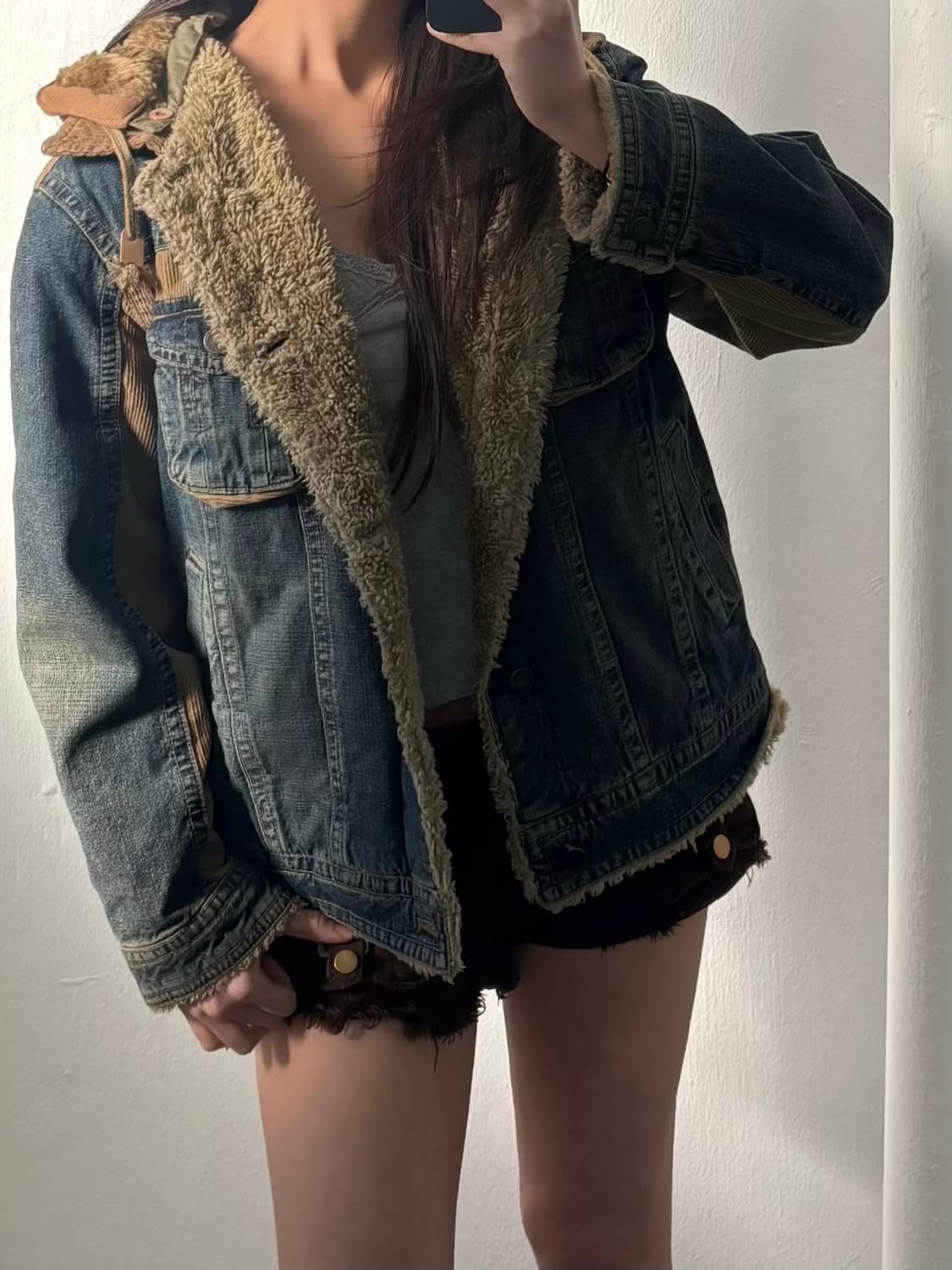 Vintage Denim Sherpa Hood Jacket 상품이미지7