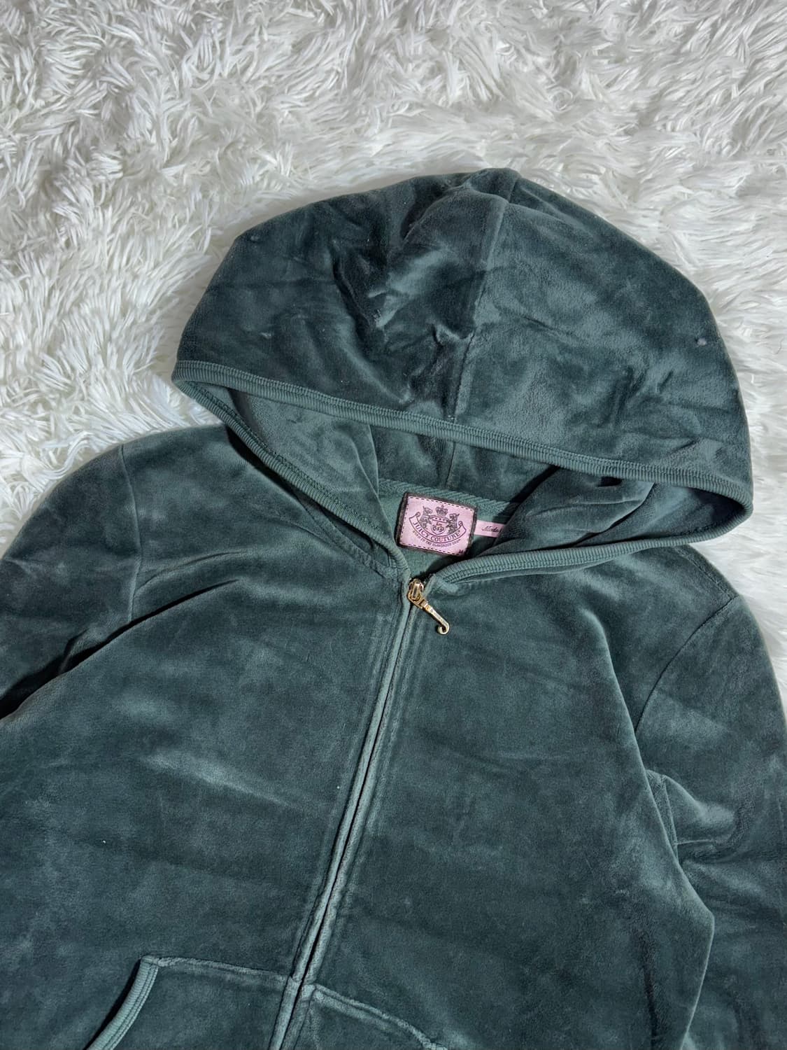 쥬시꾸띄르 빅로고 벨벳 딱붙핏 후드집업  상품이미지4