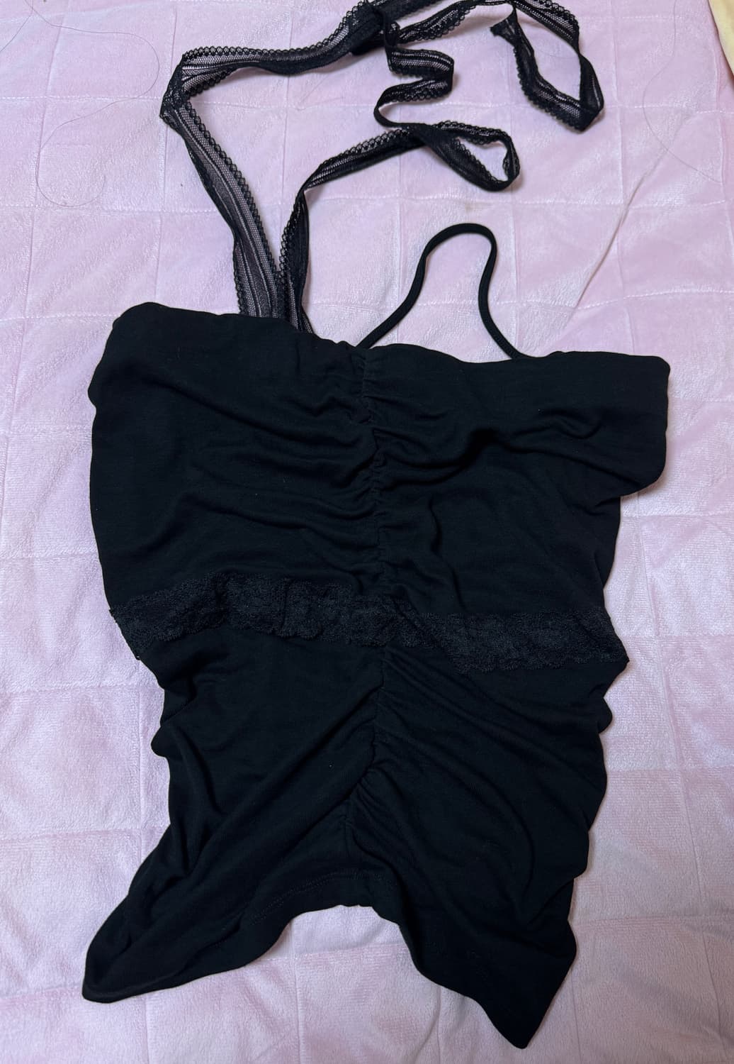 (실사O) 페인오어플레져 엔젤 셔링 탑 블랙 M 상품이미지6