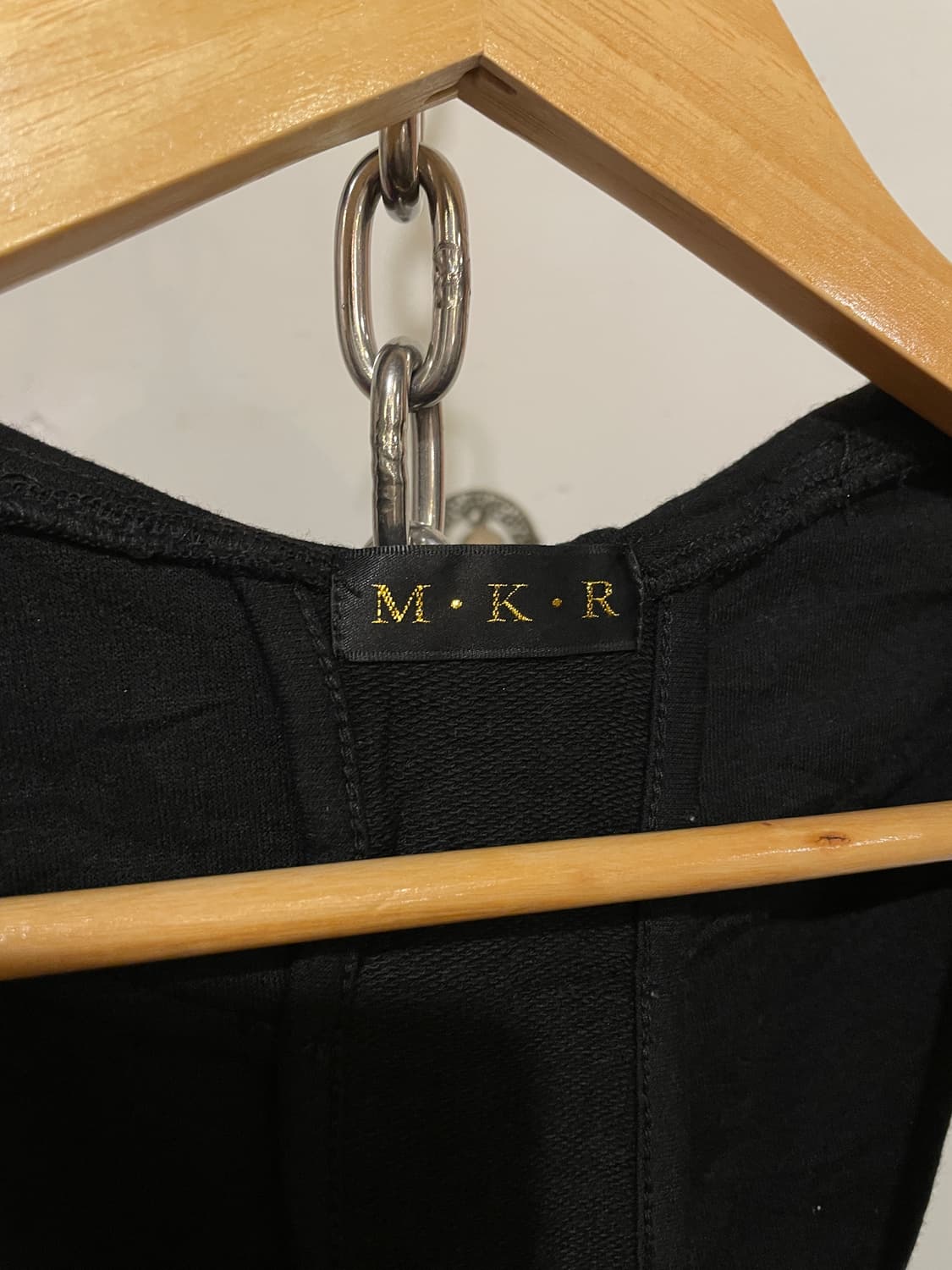 mkr 해골 스터드 레터링 포켓 블랙 후드 나시 원피스 펑크 상품이미지9