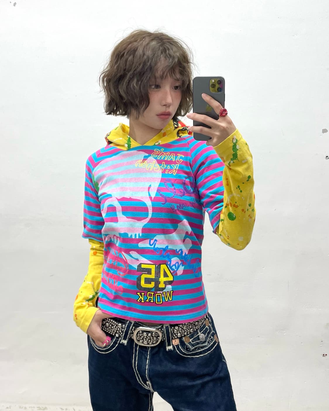 Jam Skull Headset Stripe Hoodie 상품이미지1