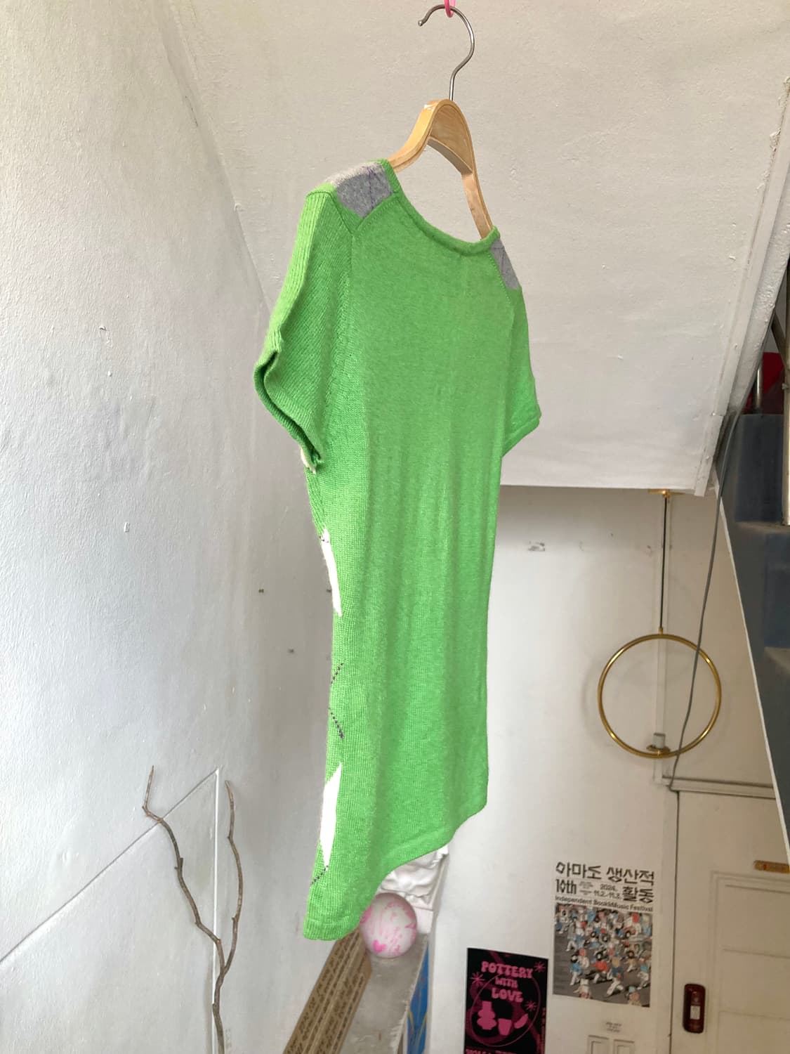 아가일 그린 반팔 니트 상품이미지7