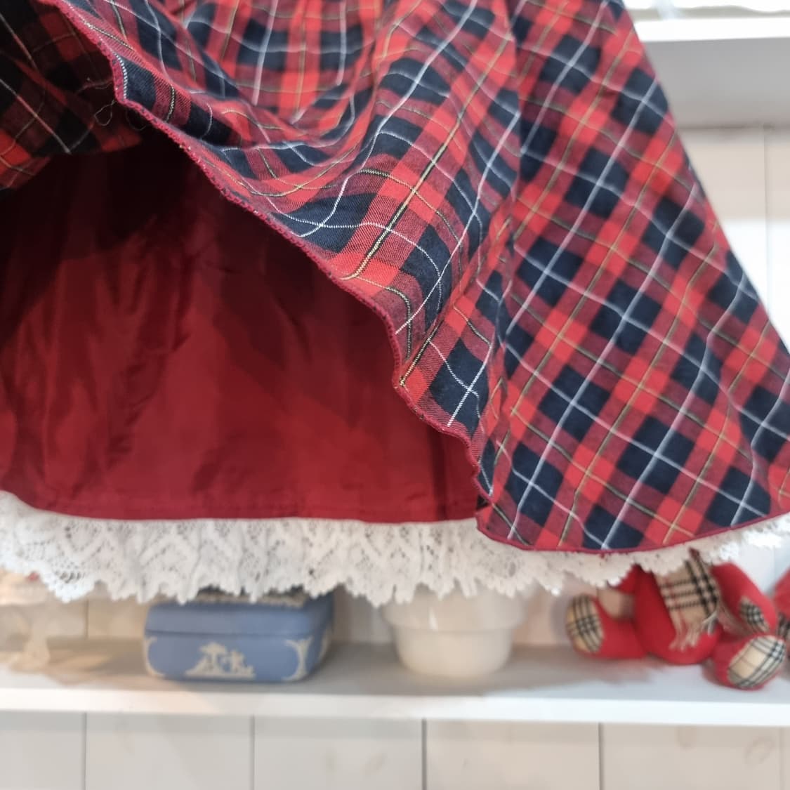 레드 체크 레이스 미니스커트 상품이미지2