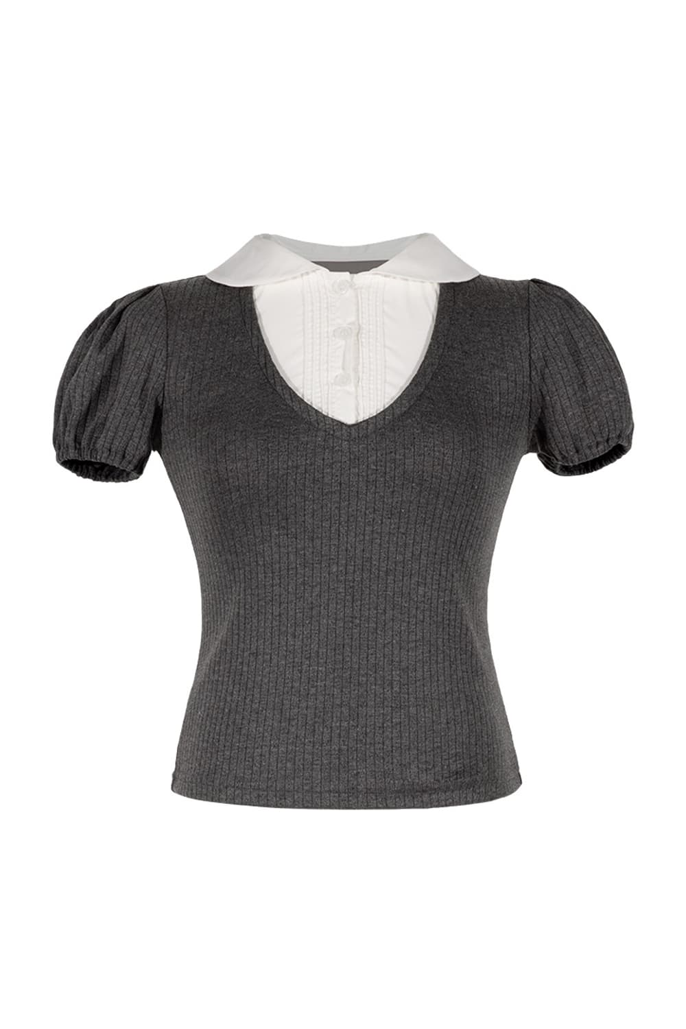 (새상품) 위스페어리 페티트 레이어드 블라우스 (CHARCOAL) 상품이미지2