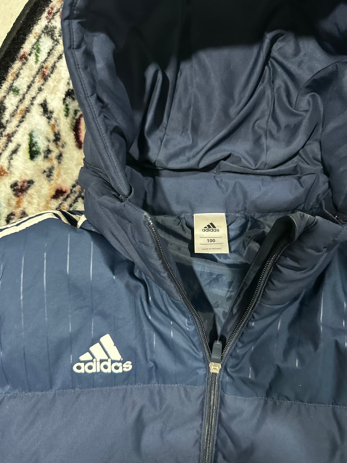 아디다스 클리마스톰 네이비 삼선 롱패딩 상품이미지2