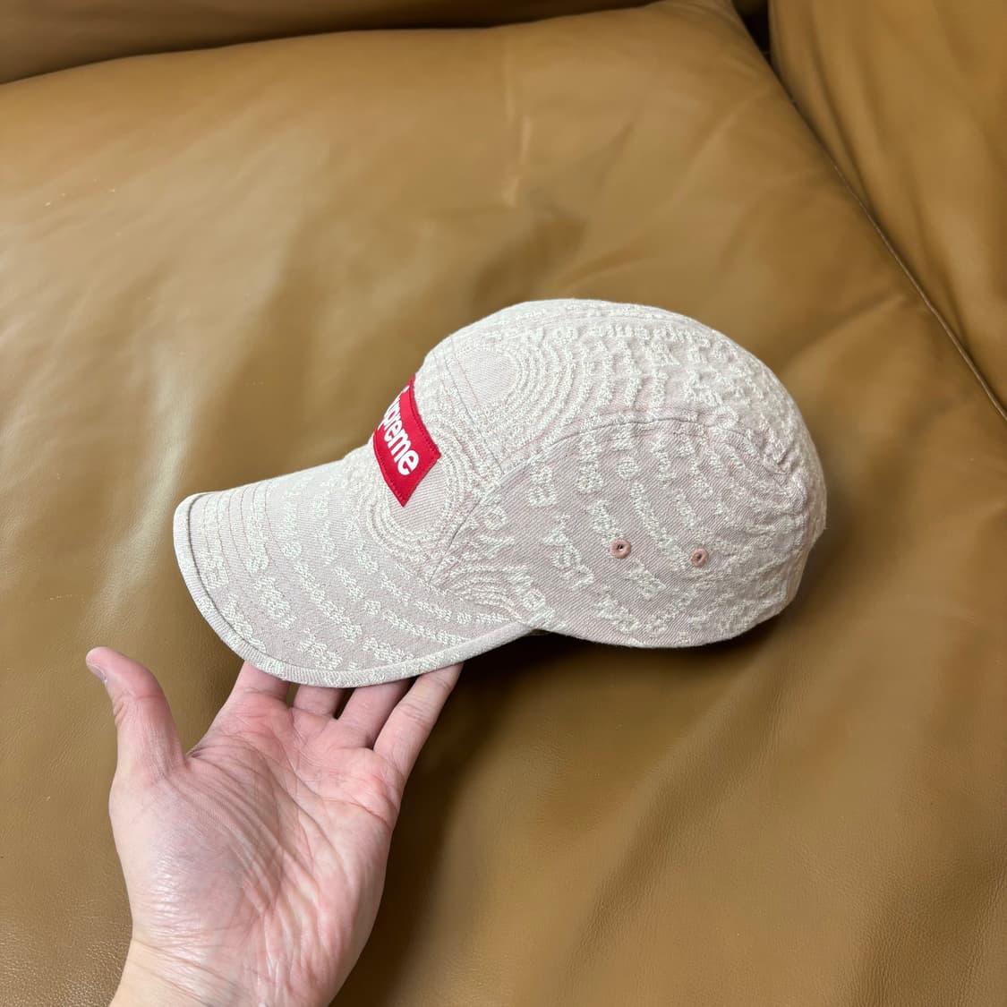 슈프림 캠프캡 모자 박스로고 자카드 데님 브라운 상품이미지4