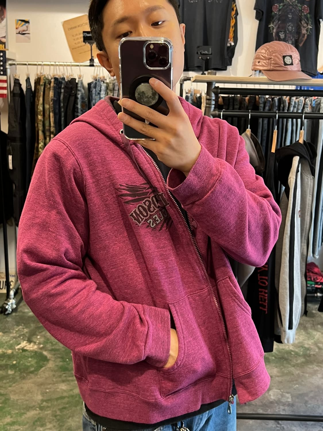 00s [여성3XL] 할리데이비슨 윙 그래픽 Y2K 집업 후드티 상품이미지9