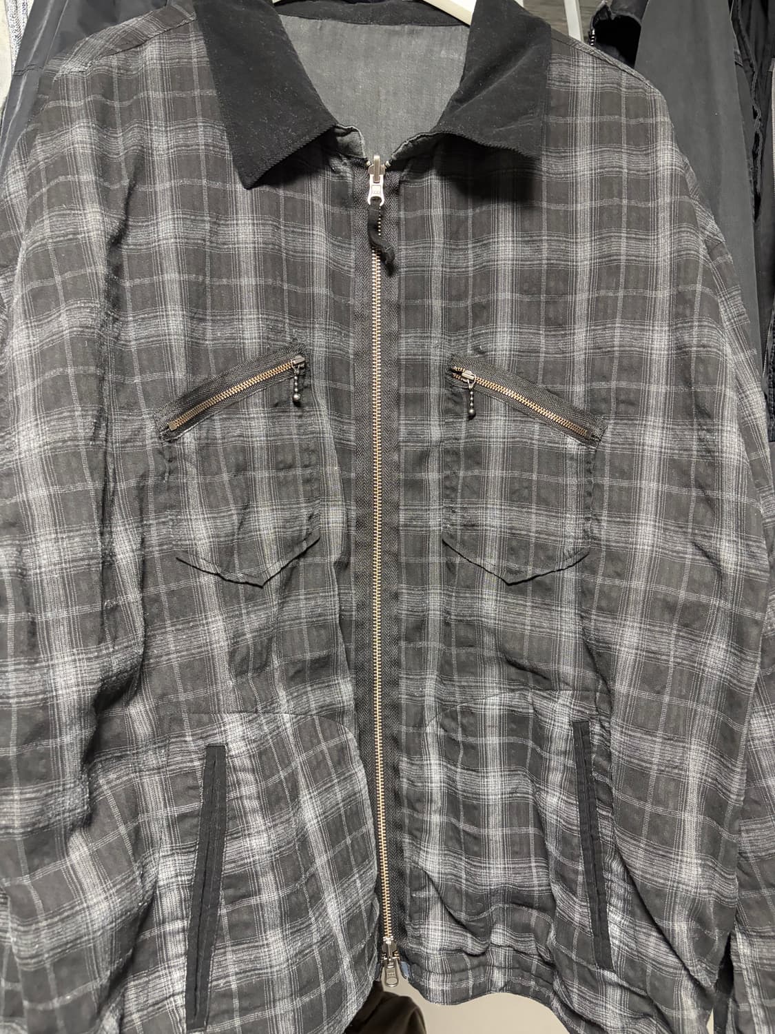 폴리테루 25fw라미체크블루종 블랙화이트체크 상품이미지2