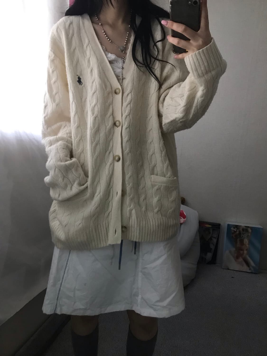폴로 아이보리 케이블 가디건 상품이미지1