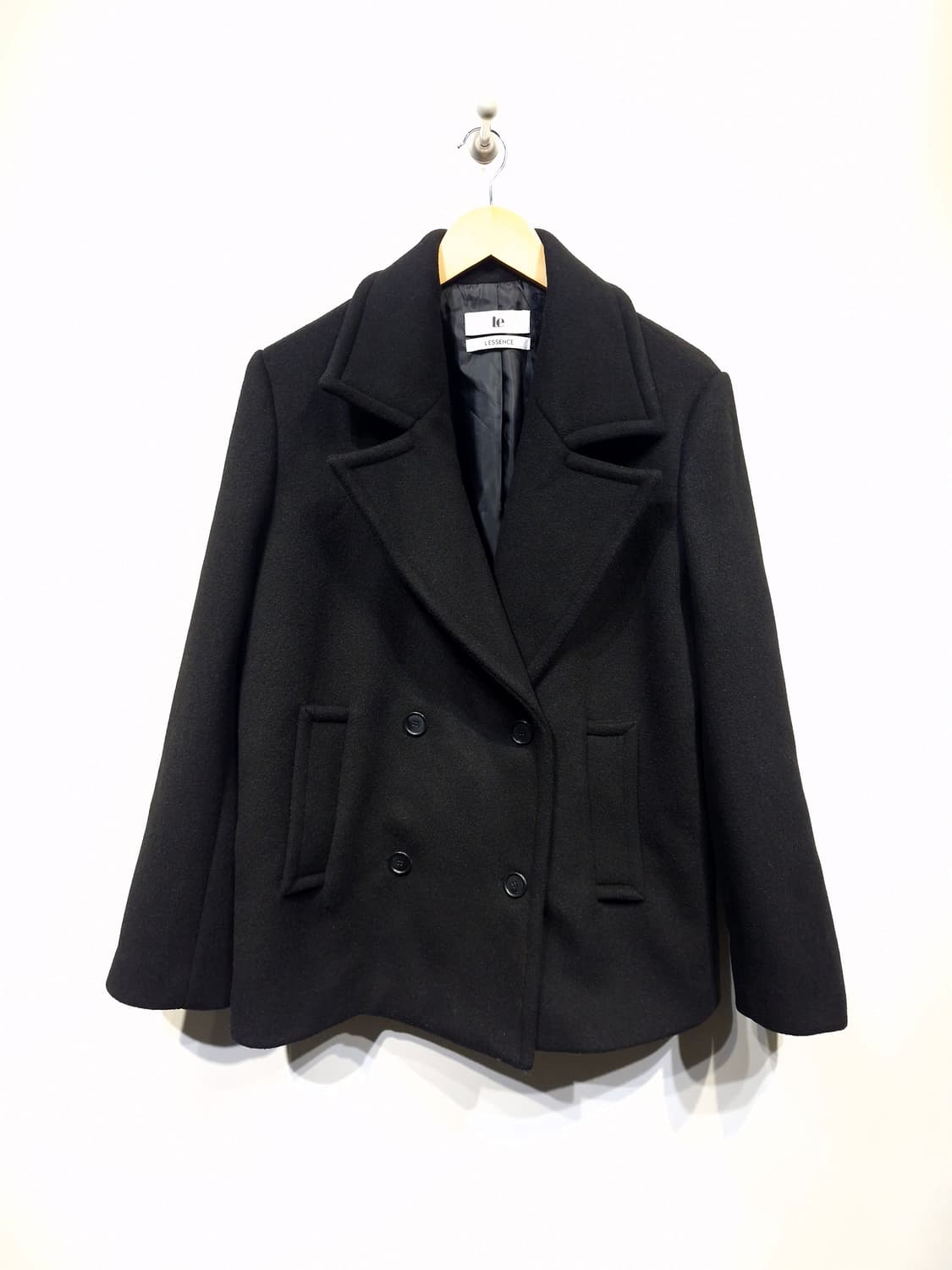 르(LE) 25년 울 하프 코트 블랙 상품이미지5