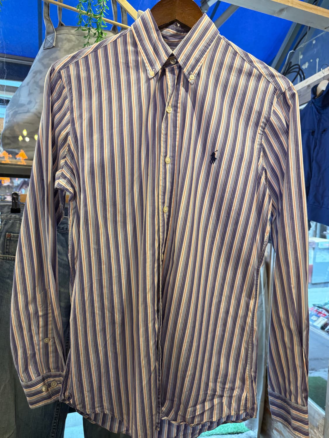 폴로 랄프로렌 네이비포니 퍼플 스트라이프 셔츠  상품이미지1