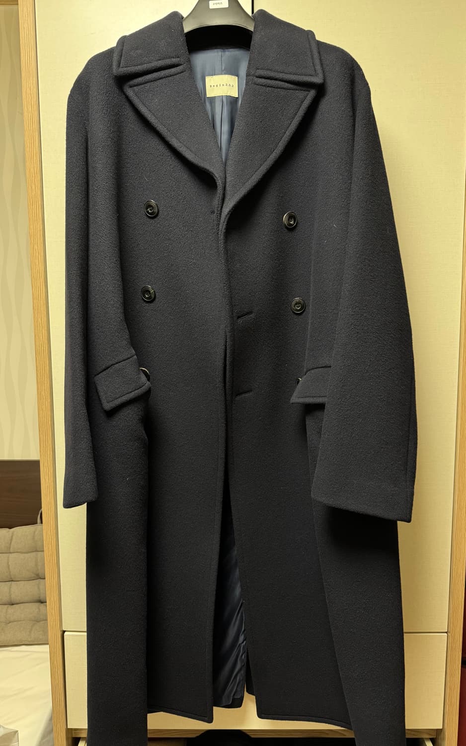 비긴202 네이비 더블코트 상품이미지1