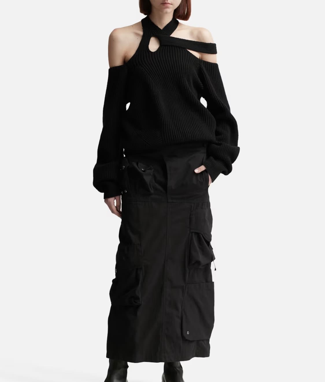 nache나체스트랩카고롱스커트strap cargo maxi skirt블랙 상품이미지2