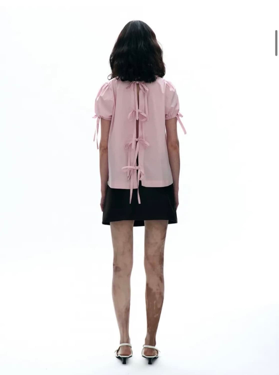 파르티멘토 우먼 오픈 백 리본 퍼프 블라우스 상품이미지2