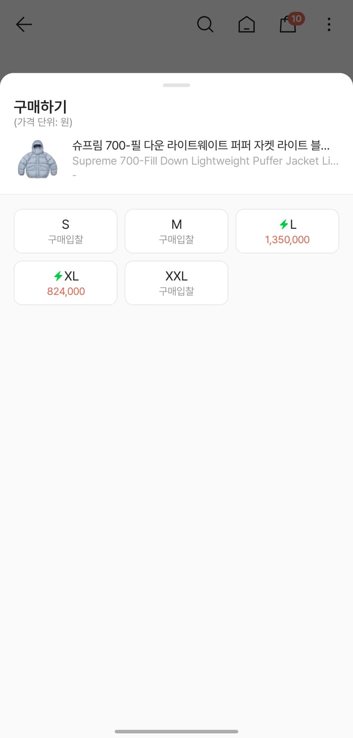 슈프림 700-필 다운 라이트웨이트 퍼퍼 자켓 라이트 블루 - 24FW 상품이미지9