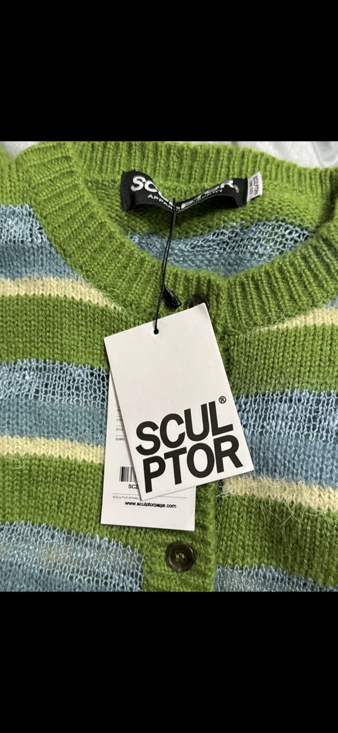 새상품) 스컬프터 스트라이프 크롭 가디건 상품이미지4