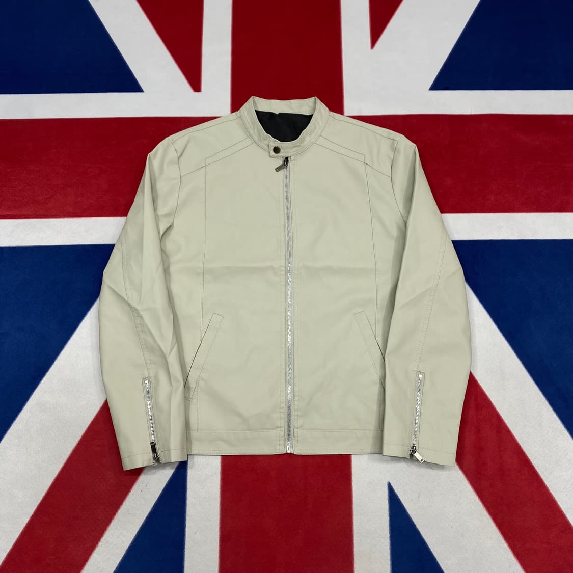 빈티지 레더 바이커자켓 실측 L  상품이미지1