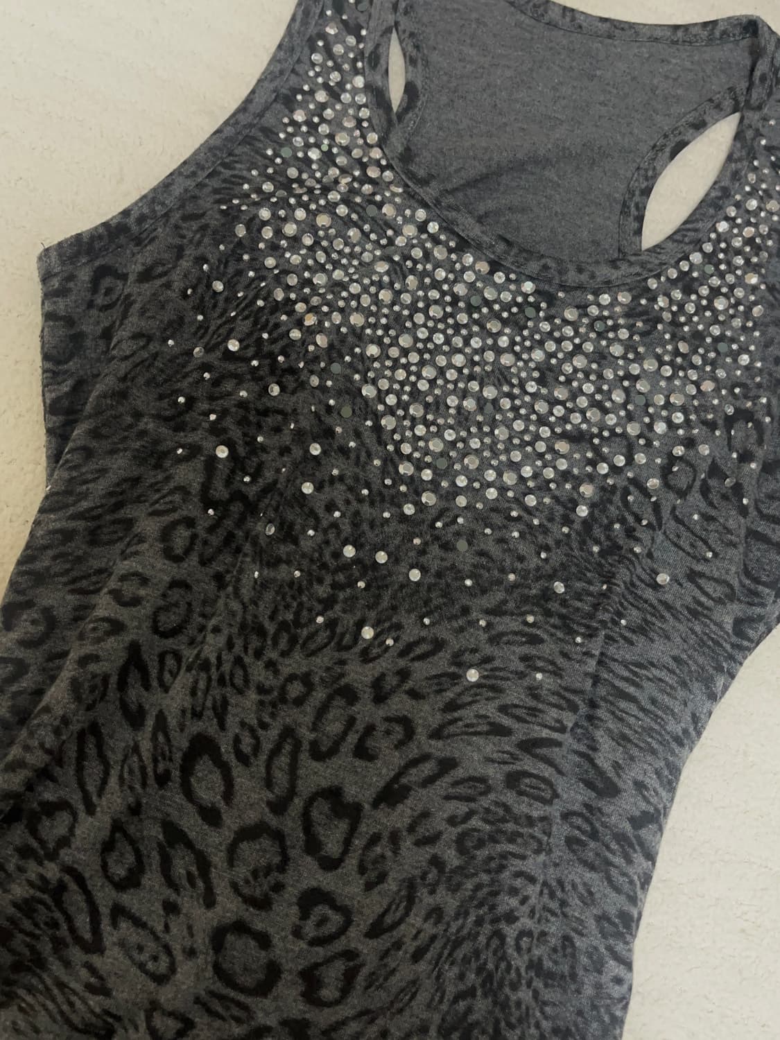 레오파드 큐빅 롱슬리브리스 나시 헤이세이갸루 오네갸루 y2k 상품이미지1