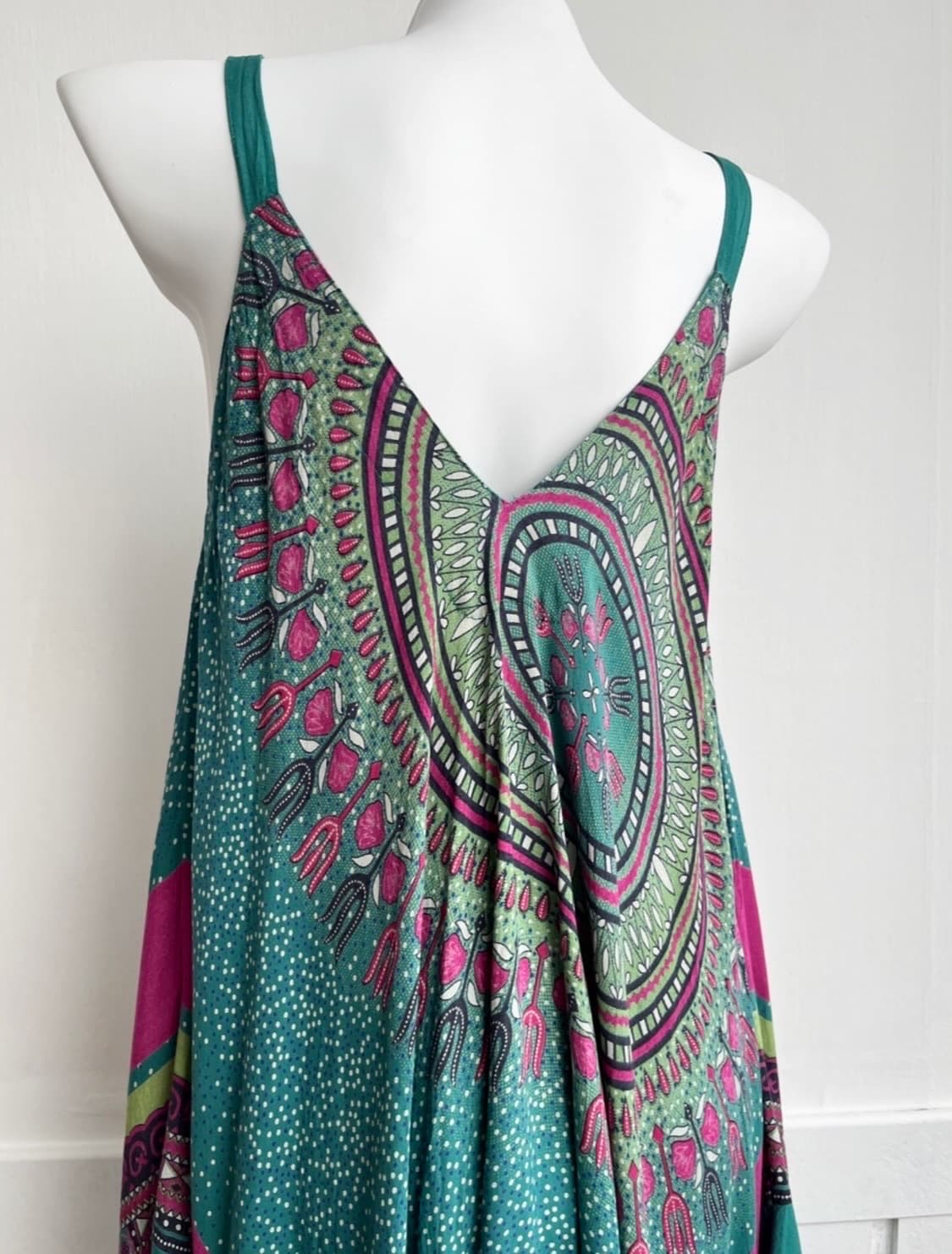 YUL 보헤미안 에메랄드 패턴 루즈 원피스 상품이미지8