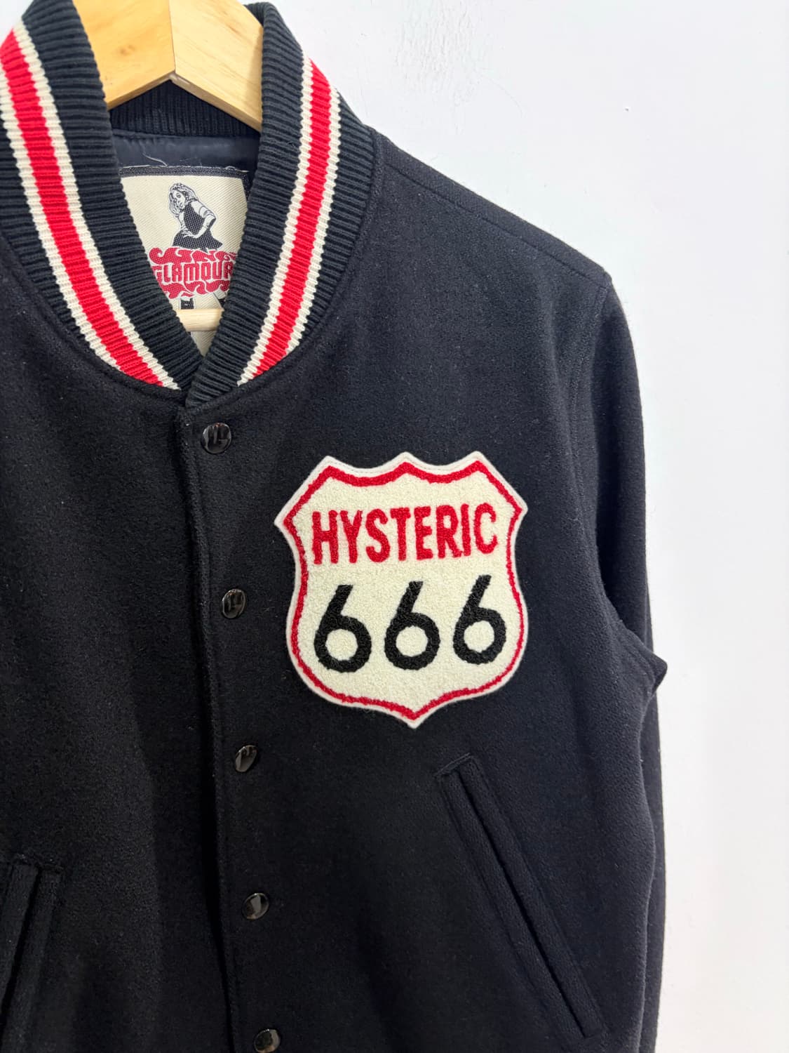 90s 히스테릭 글래머 Kinky 666 울 바시티 자켓 상품이미지5