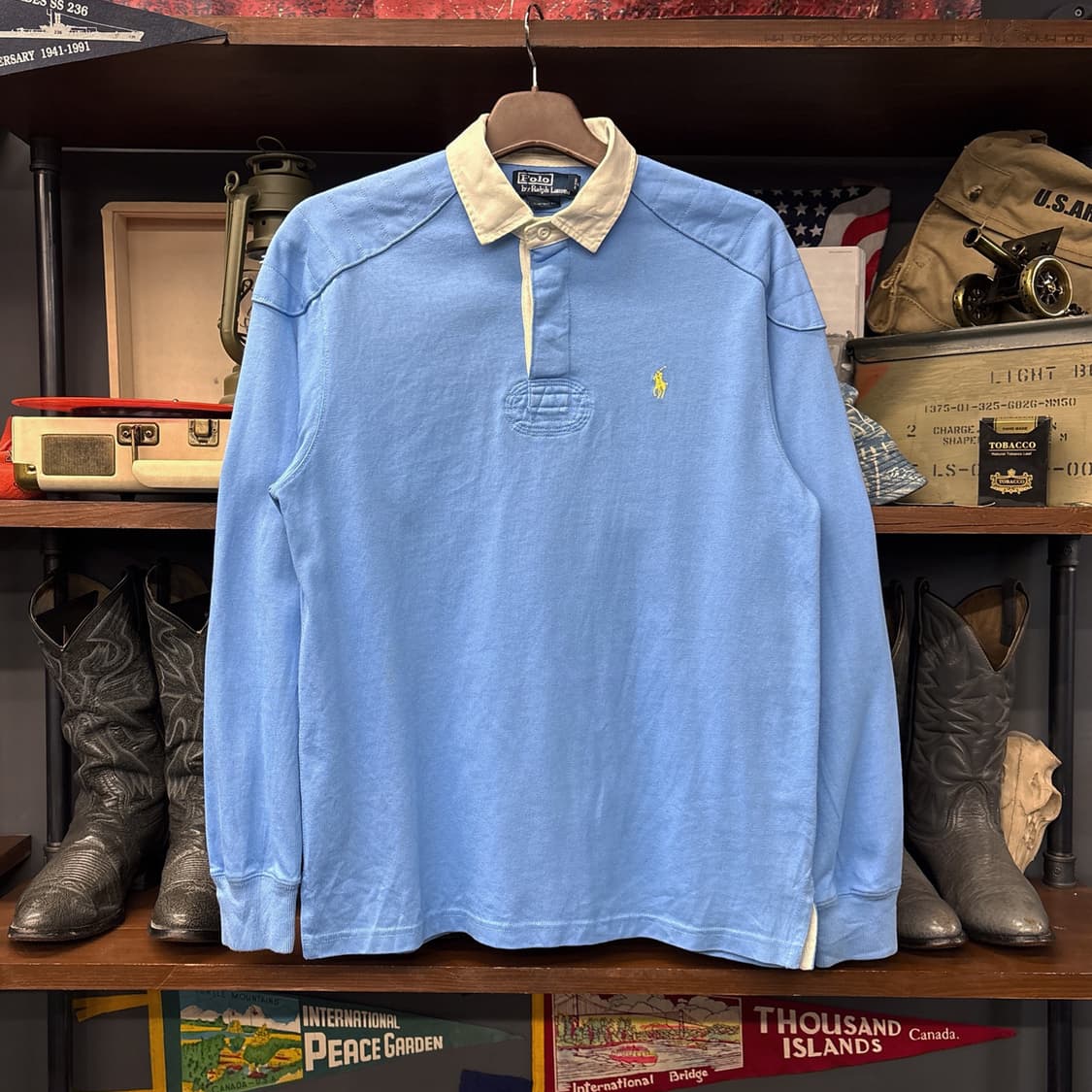 90s 폴로 랄프로렌 클래식 롱슬리브 럭비셔츠 스카이블루 N808 상품이미지1