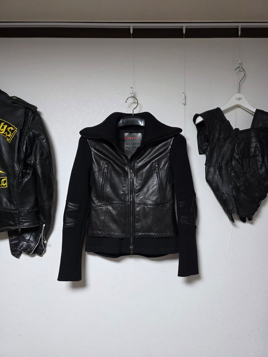 pradasports 00s leather mix biker jacket 상품이미지2