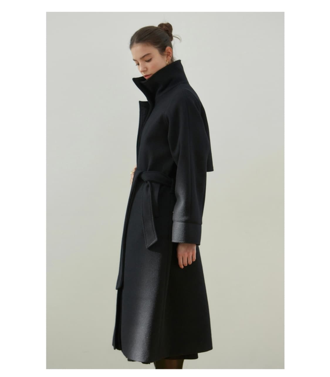 닉앤니콜 블랙 루즈핏 벨트코트 상품이미지2