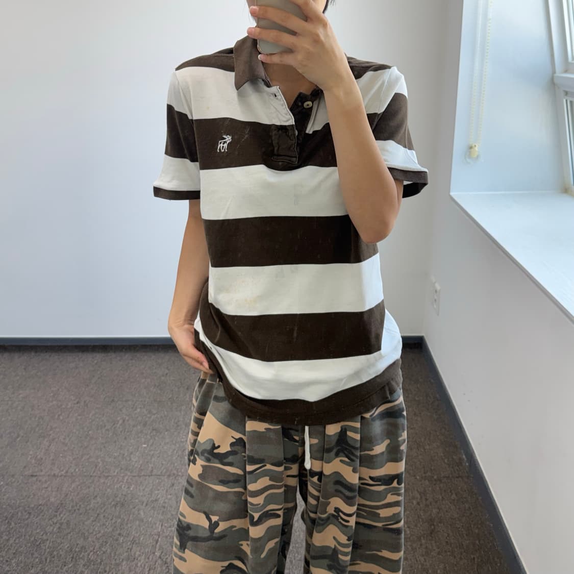 Abercrombie 아베크롬비 브라운 단가라 카라 반팔티   상품이미지2