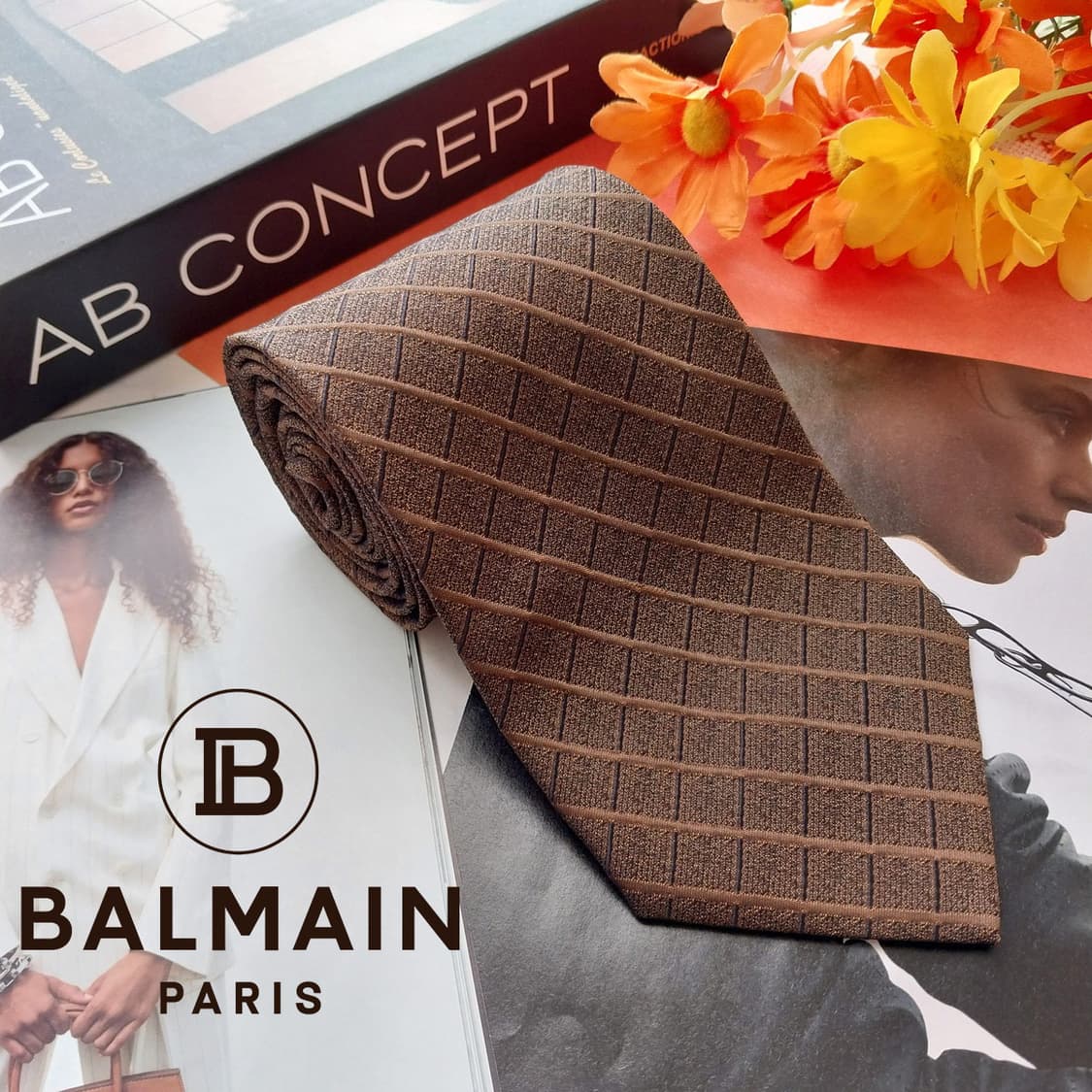 발망 넥타이 브라운 체크 패턴 9.5cm A+등급 K2563
 상품이미지2