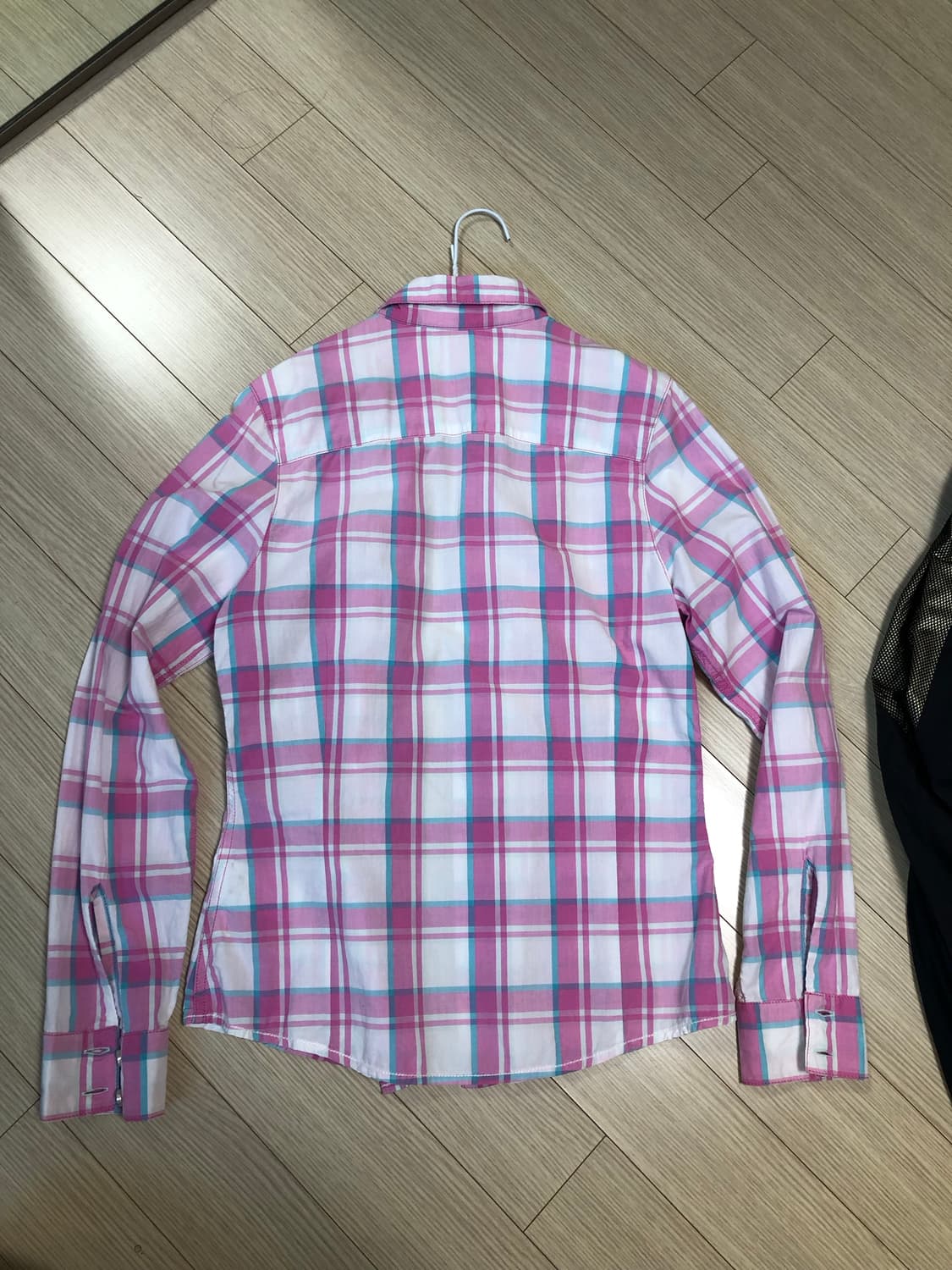 M 아디다스 분홍 하늘 체크 셔츠 남방 상품이미지2