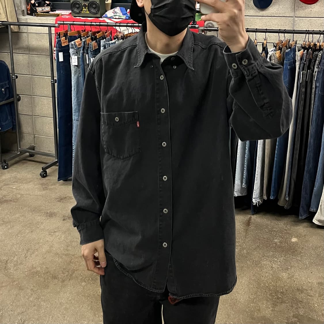 90s 리바이스 블랙 코튼 셔츠 (110) 상품이미지5