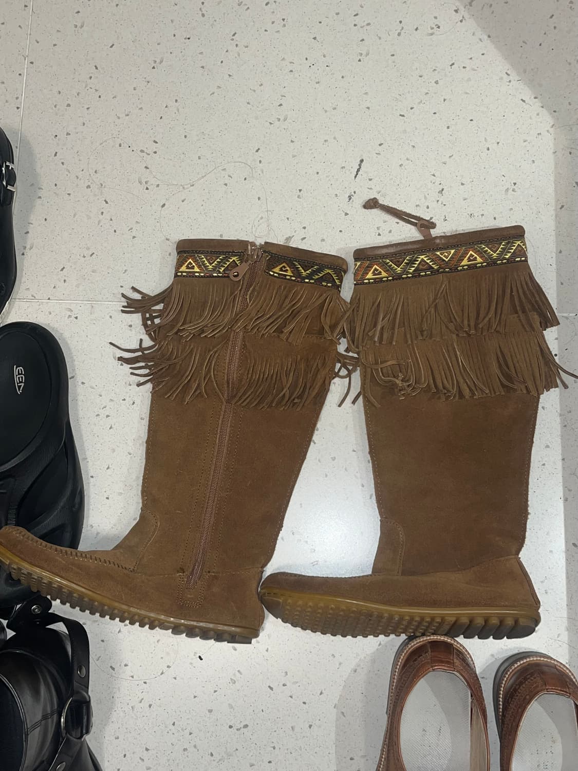 미네통카 프린지 웨스턴 자수 롱 부츠 상품이미지3