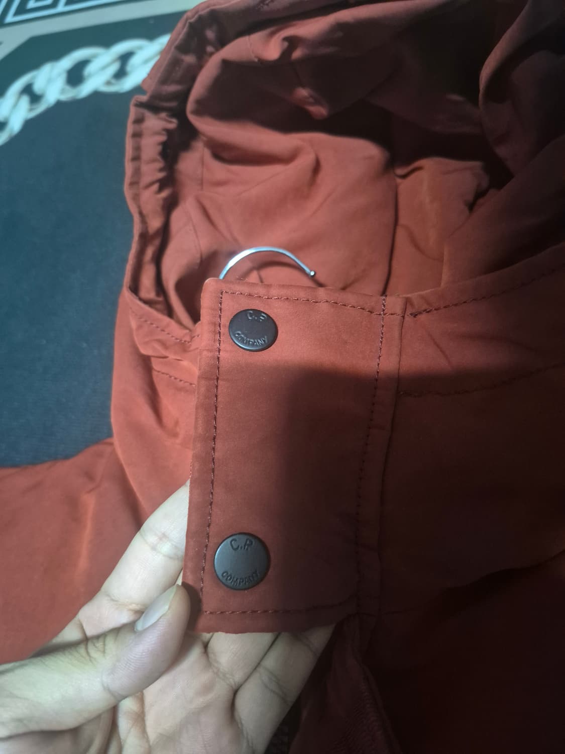 (데드스탁)00's C.P 컴퍼니 고글 후드 패딩 L 버건디 상품이미지4