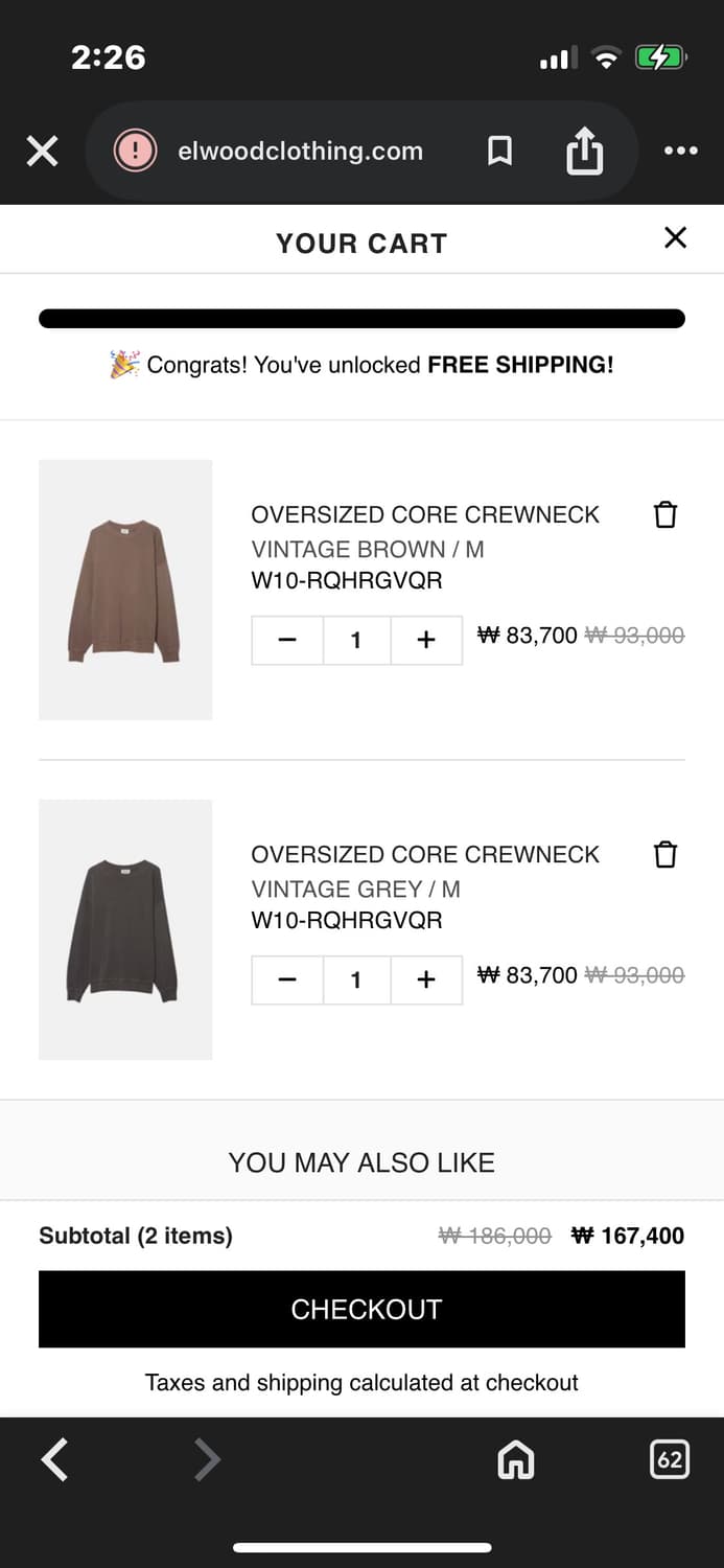 Elwood oversized core crew neck 삽니다 상품이미지1