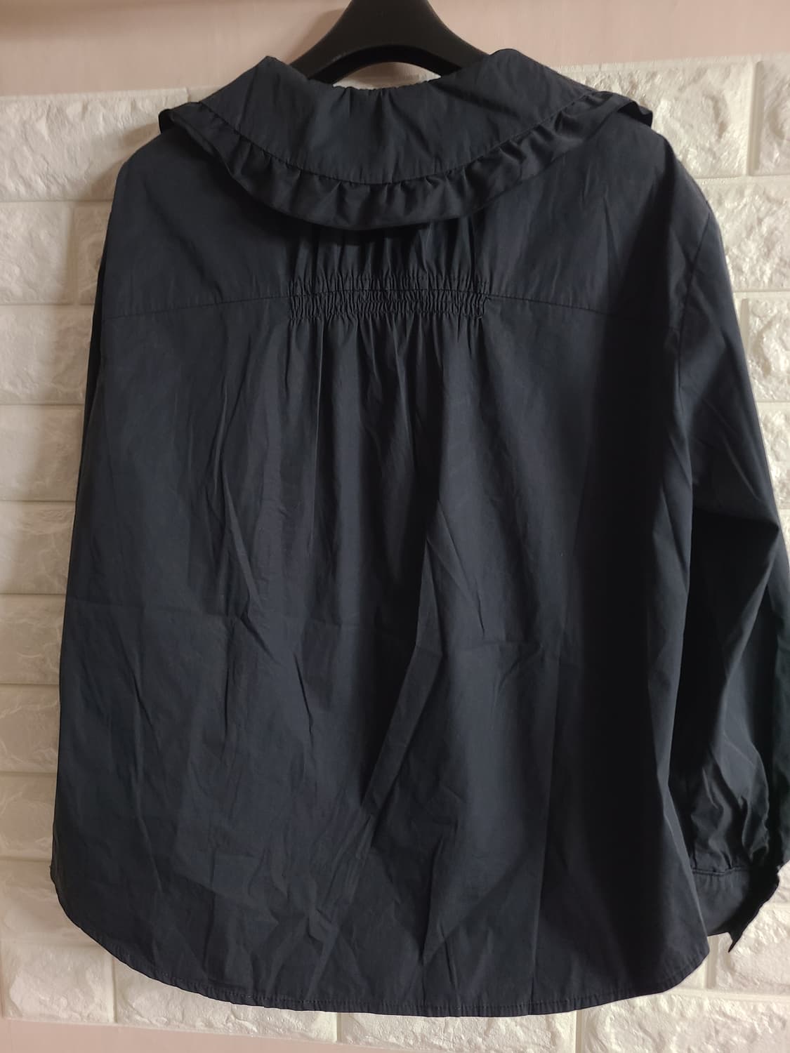 BENETTON 프릴 블라우스 네이비 상품이미지5