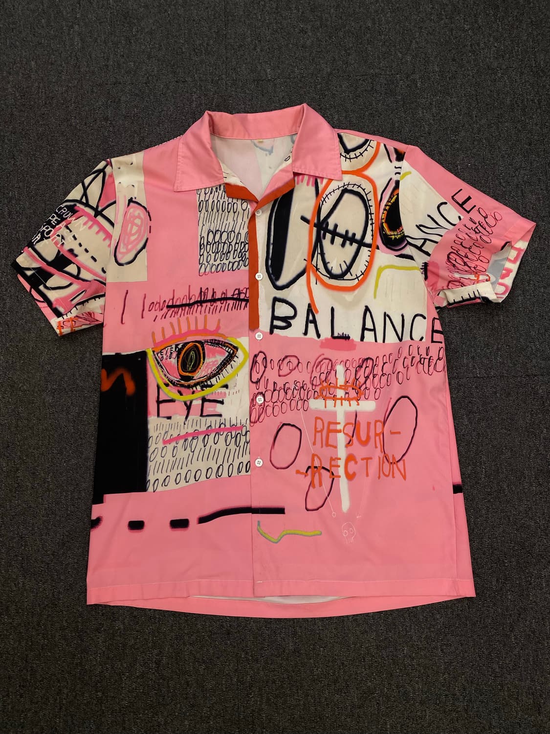 핑크 그래픽 빈티지 반팔 셔츠 상품이미지1