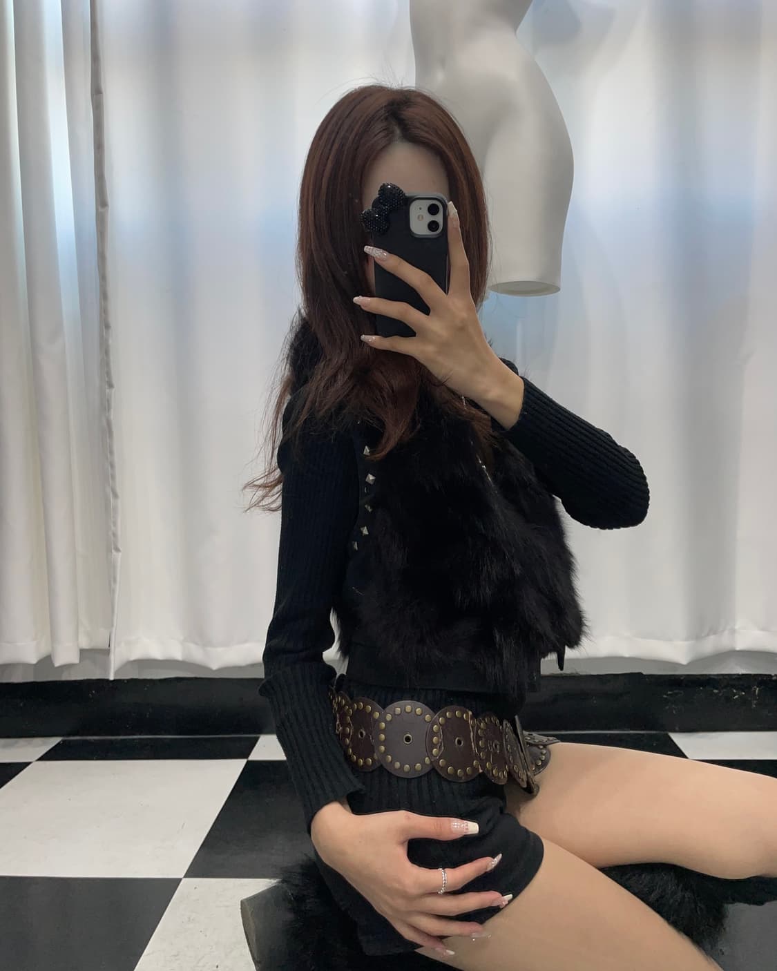 🎸블랙 스터드 퍼 베스트🎸 상품이미지2