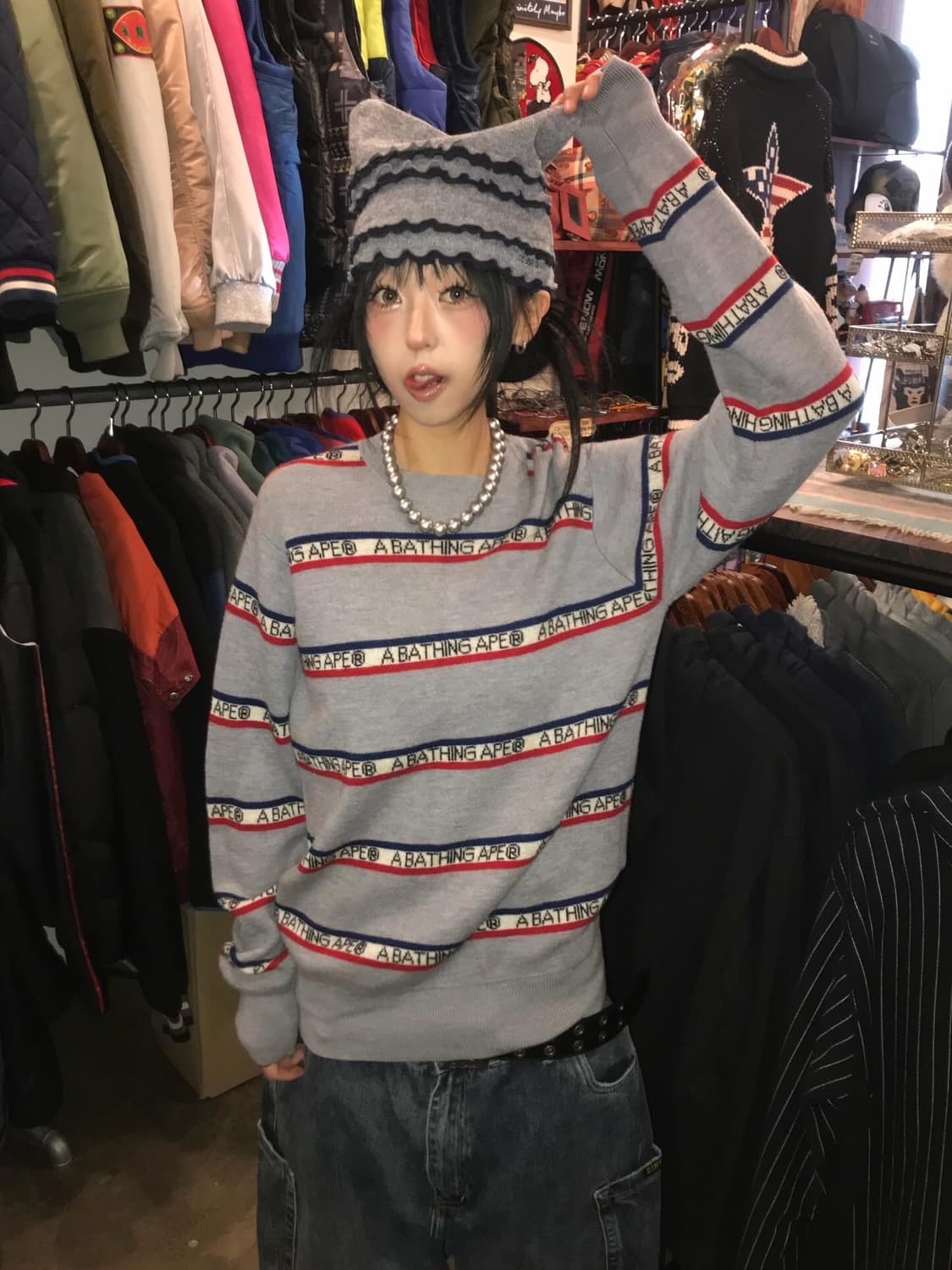 Bape Stripe Logo Knit 상품이미지3