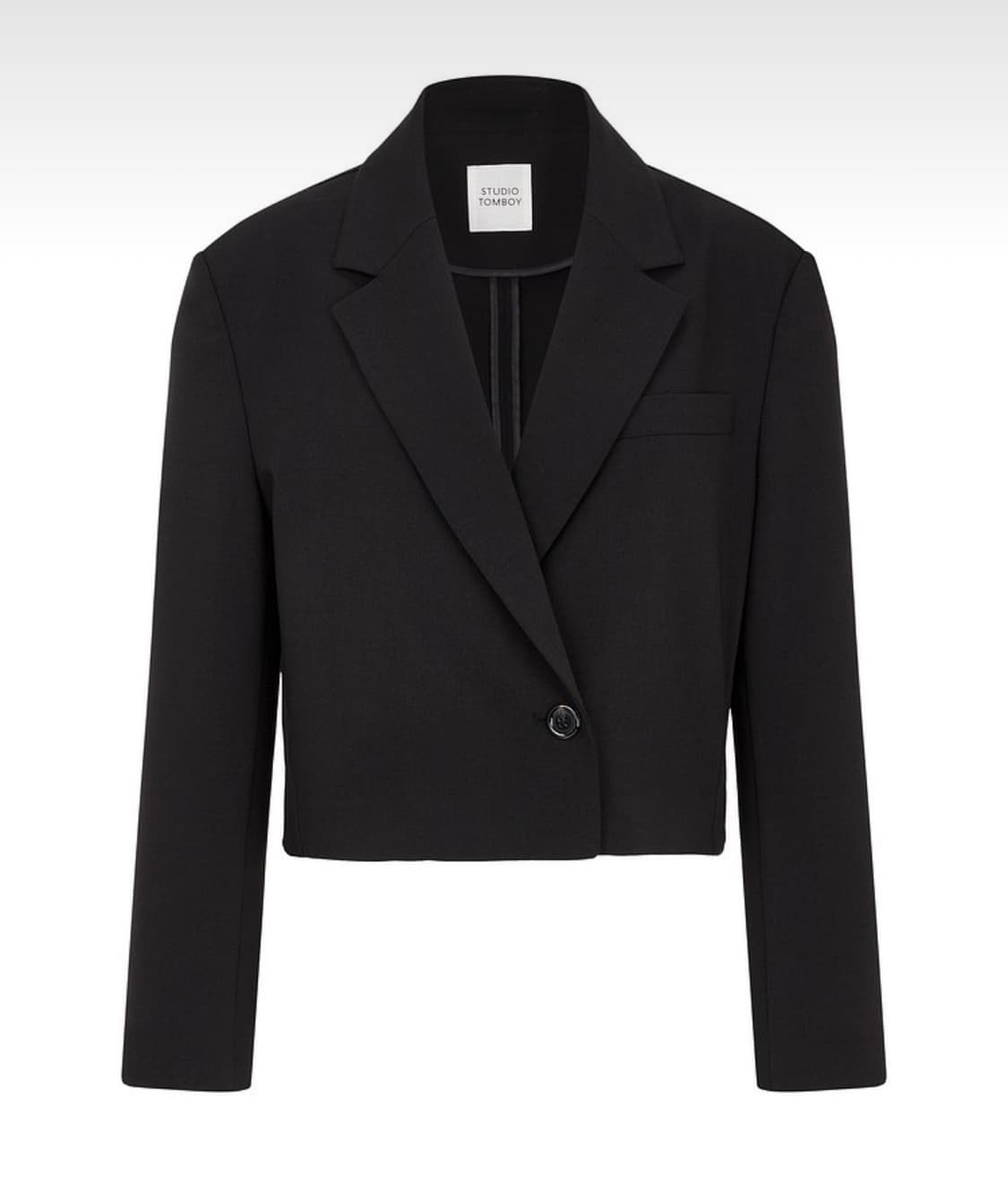 [Studio Tomboy]스튜디오톰보이 크롭 원버튼자켓(블랙) 상품이미지1