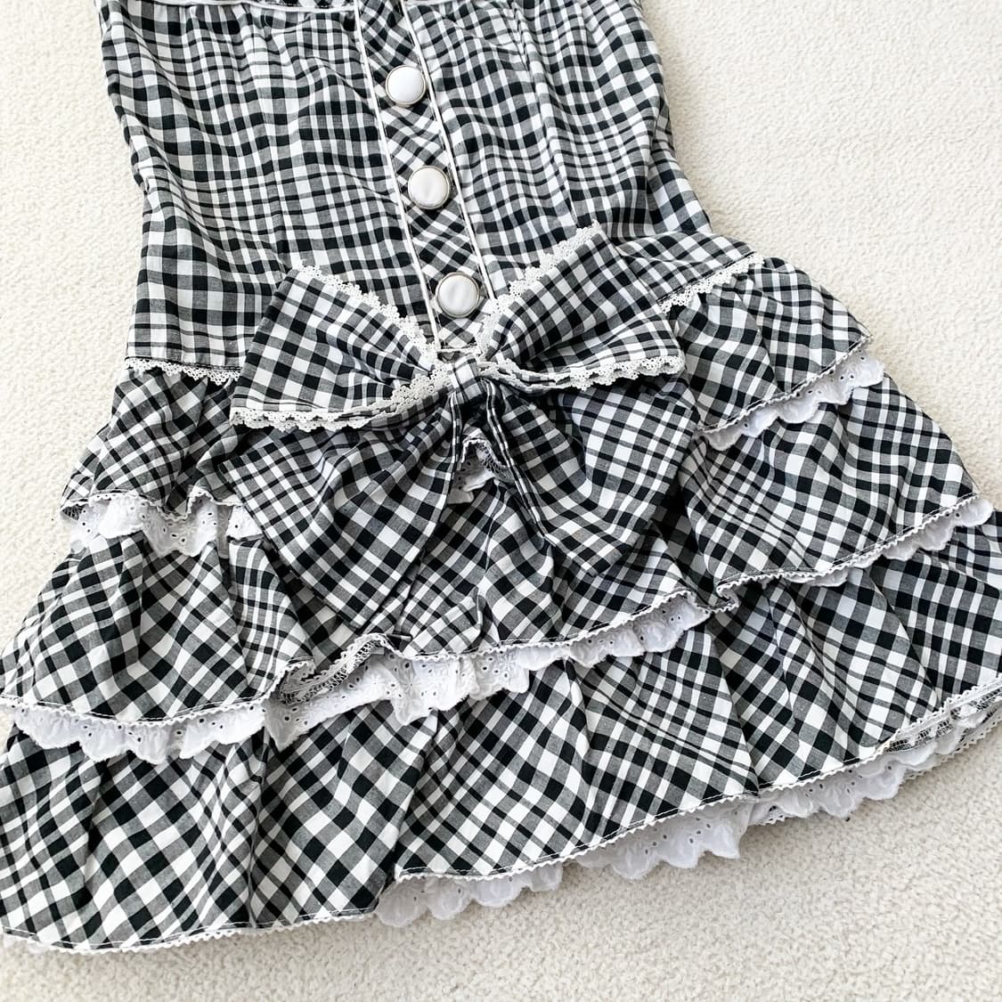 Cecil Mcbee 세실맥비 체크 왕리본 원피스 상품이미지5