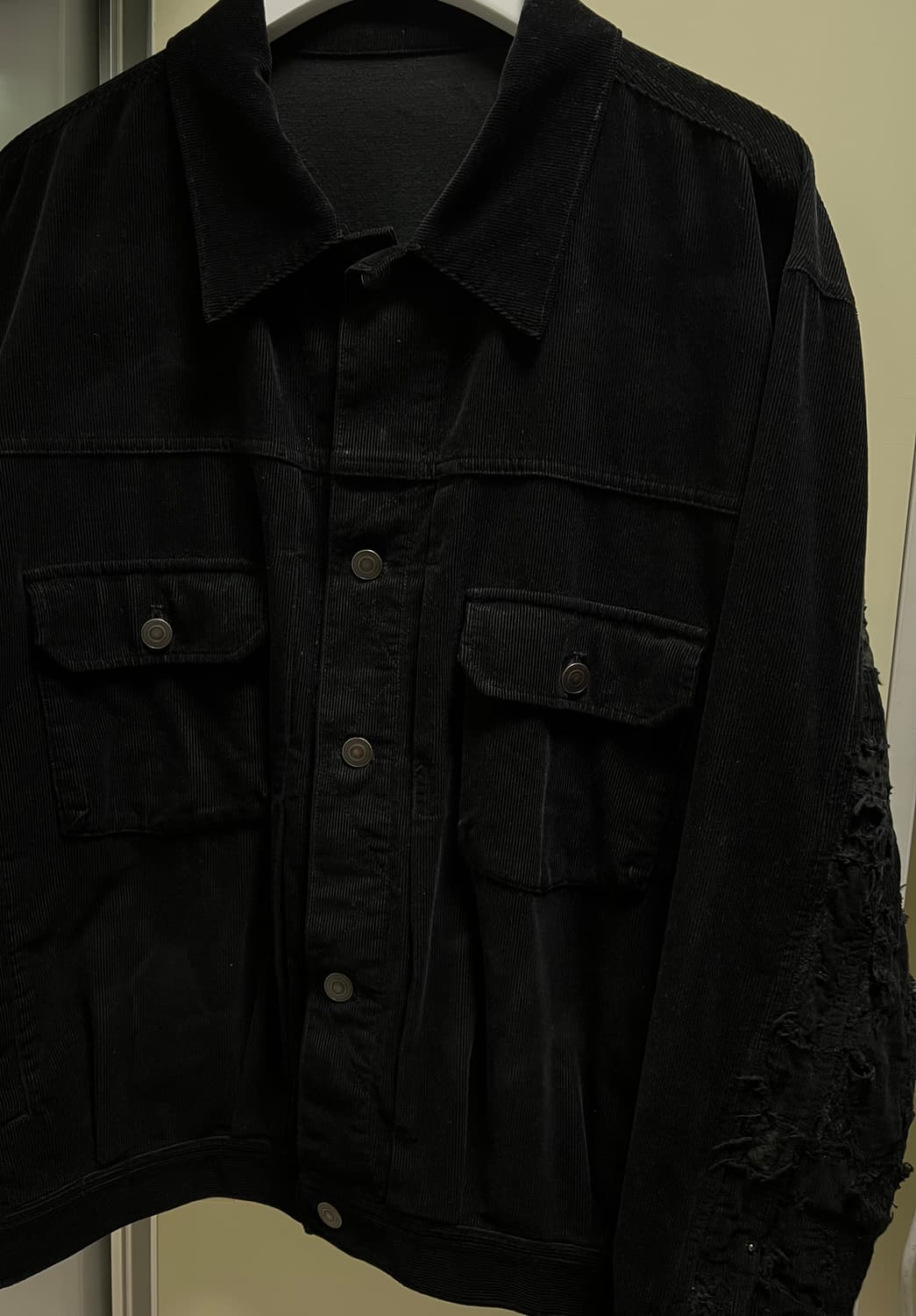 [3] 폴리테루 하프 보로 트러커 자켓 블랙 상품이미지1