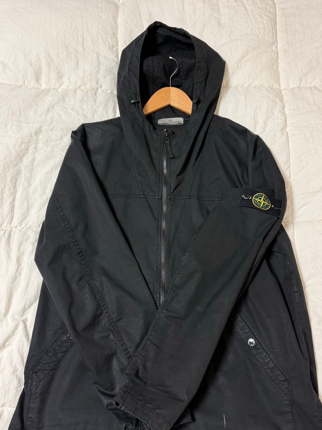 24FW 스톤 수피마 코튼 후드 자켓 블랙 상품이미지1